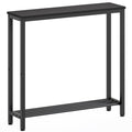 YATINEY Narrow Console Table, 2-Tier Small Sofa Table, 29.5" Thin Entryway Behind Couch Table with Shelves, Industrial Hallway Table, for Living Room, Foyer, White and Gold CT03DW