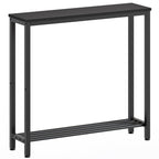 YATINEY Narrow Console Table, 2-Tier Small Sofa Table, 29.5" Thin Entryway Behind Couch Table with Shelves, Industrial Hallway Table, for Living Room, Foyer, White and Gold CT03DW