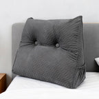 Triangular Headboard Pillow with Removable Cover & Side Pockets, Twin Bed Wedge Pillow for Headboard, Daybed Sitting Backrest Reading Pillow Bolster Cushion for Bed Support, Beige