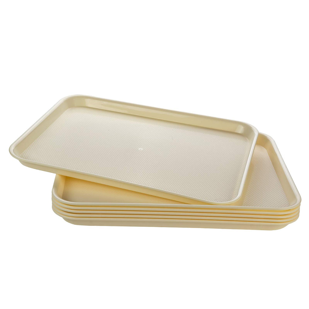 Eslite Rectangular Plastic Serving Trays,Fast Food Serving Cafeteria Trays,17"X13",Set of 6 (Grey)