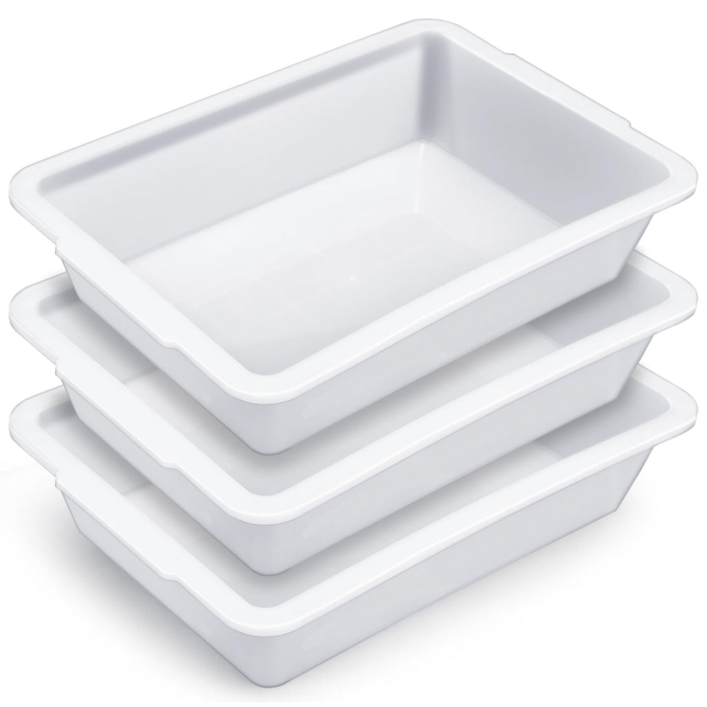 Remerry 3 Pack Polypropylene Containment Tray 15" L x 10.8" W x 4" H Rectangular Lab Tray for Sterilizing and Drying Laboratory Supplies, Durable and Temperature Resistant Plastic