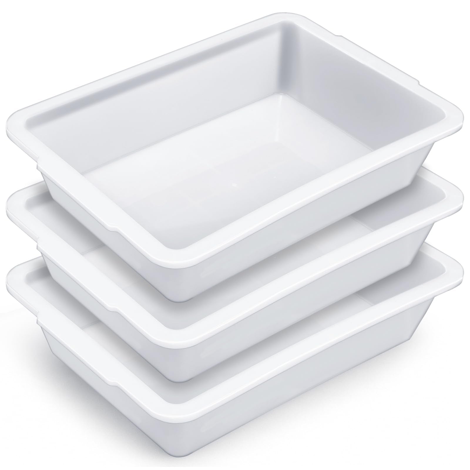 Remerry 3 Pack Polypropylene Containment Tray 15" L x 10.8" W x 4" H Rectangular Lab Tray for Sterilizing and Drying Laboratory Supplies, Durable and Temperature Resistant Plastic