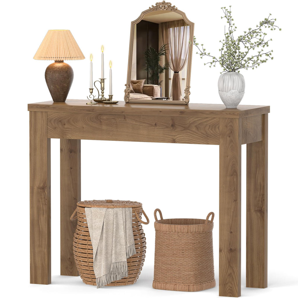 Armocity Console Table, Small Farmhouse Wood Entryway Table, Sofa Tables Narrow Long Behind Couch, Entry Table for Entrance, Hallway, Living Room, 32", Brown Oak