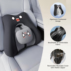 Black Cartoon Ergonomic Memory Foam Lumbar Support Pillow for Car Office Chair Lower Back Pain Relief