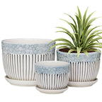 Ton Sin Ceramic Plant Pots for Indoor Houseplants, Cute Decorative Flower Planters with Drainage Holes & Matching Saucers, Hand-Painted Yellow Sunflower Design, 6.7/5.5/4.3 Inch Sizes