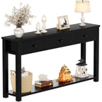 Homieasy Farmhouse Console Table with 2 Drawers, 32 Inch Small Sofa Table with Storage Shelf for Living Room, Behind Couch, Entryway Table for Hallway, Living Room, or Foyer, Brown and Antique White