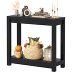 32" Washed Oak Farmhouse Narrow Console Table with Open Storage for Entryway Behind Sofa, Easy Assembly