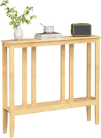 ELYKEN Bamboo 2-Tier Narrow Console Table, 36.2" Long Slim Sofa Table Behind Couch for Entryway, Hallway, Living Room, Natural