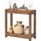 32" Washed Oak Farmhouse Narrow Console Table with Open Storage for Entryway Behind Sofa, Easy Assembly