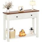 Homieasy Farmhouse Console Table with 2 Drawers, 32 Inch Small Sofa Table with Storage Shelf for Living Room, Behind Couch, Entryway Table for Hallway, Living Room, or Foyer, Brown and Antique White