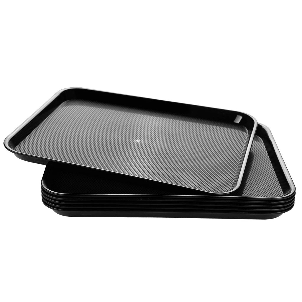 Eslite Rectangular Plastic Serving Trays,Fast Food Serving Cafeteria Trays,17"X13",Set of 6 (Grey)
