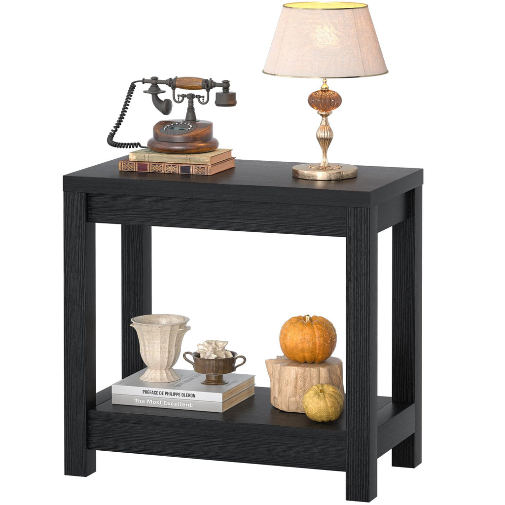 32" Washed Oak Farmhouse Narrow Console Table with Open Storage for Entryway Behind Sofa, Easy Assembly