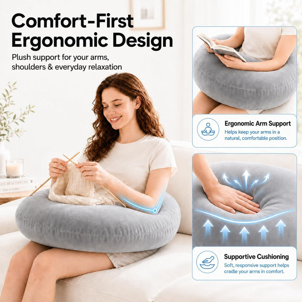 vamorry Gaming Pillow Arm Support Pillow for Bed & Sofa: Ergonomic U-Shaped Lap Pillow with Elbow Rest for Adults & Kids - Reduces Arm Pain & Fatigue During Gaming, Reading, Working & Crocheting