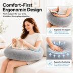vamorry Gaming Pillow Arm Support Pillow for Bed & Sofa: Ergonomic U-Shaped Lap Pillow with Elbow Rest for Adults & Kids - Reduces Arm Pain & Fatigue During Gaming, Reading, Working & Crocheting
