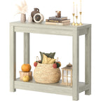 32" Washed Oak Farmhouse Narrow Console Table with Open Storage for Entryway Behind Sofa, Easy Assembly
