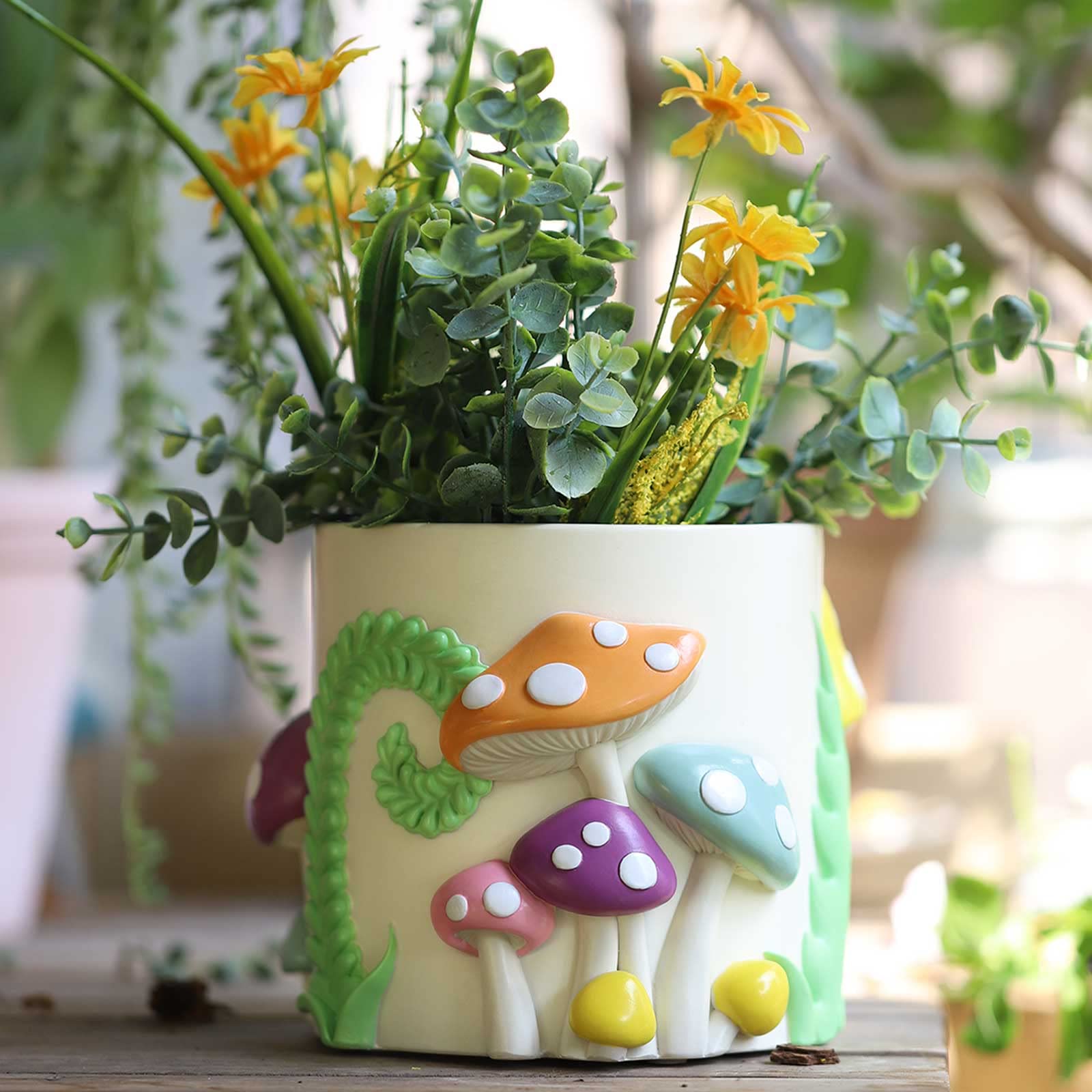 GUGUGO Colorful Flowers Planters Cute Unique Rainbow Planter with Drainage,Vintage Retro Eclectic Flower Plant pots for Indoor Plants and Succulent,Boho Modern Home Décor