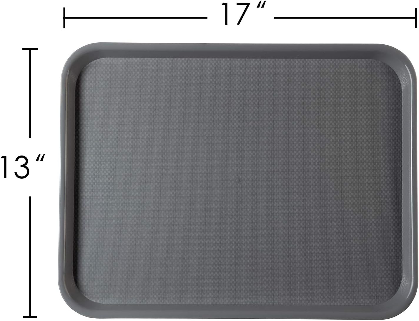 Eslite Rectangular Plastic Serving Trays,Fast Food Serving Cafeteria Trays,17"X13",Set of 6 (Grey)