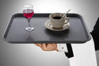 Eslite Rectangular Plastic Serving Trays,Fast Food Serving Cafeteria Trays,17"X13",Set of 6 (Grey)