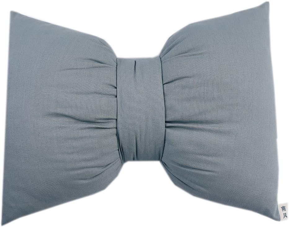 Dark Colors Handmade Household Bowknots Pillow Solid Colors Cushion Car Waist Pillow Sofa Decorative Cushions 60×46CM/23.6"×18.1" (Light Gray)