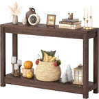 32" Washed Oak Farmhouse Narrow Console Table with Open Storage for Entryway Behind Sofa, Easy Assembly