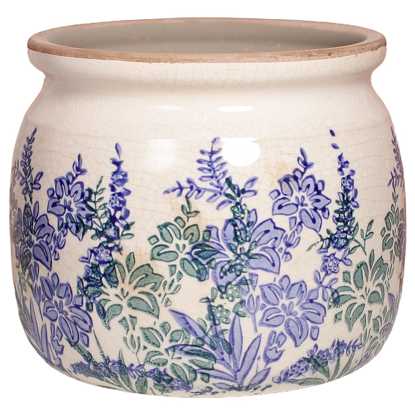 Decorative Pots Spring Decor, Pastel Floral Ceramic Garden Pots with Drainage, 6.29 Inch Pink Vintage Grandma Flower Pots for Indoor Plants & Succulent, Crackle Glaze Pottery Planters, Mom Gifts