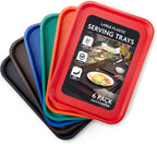 Stock Your Home Large Plastic Serving Trays for Fast Food (Set of 6) 16” x 12” Multicolor Cafeteria Tray for Lunch, Restaurant, Café, Craft Service Carts