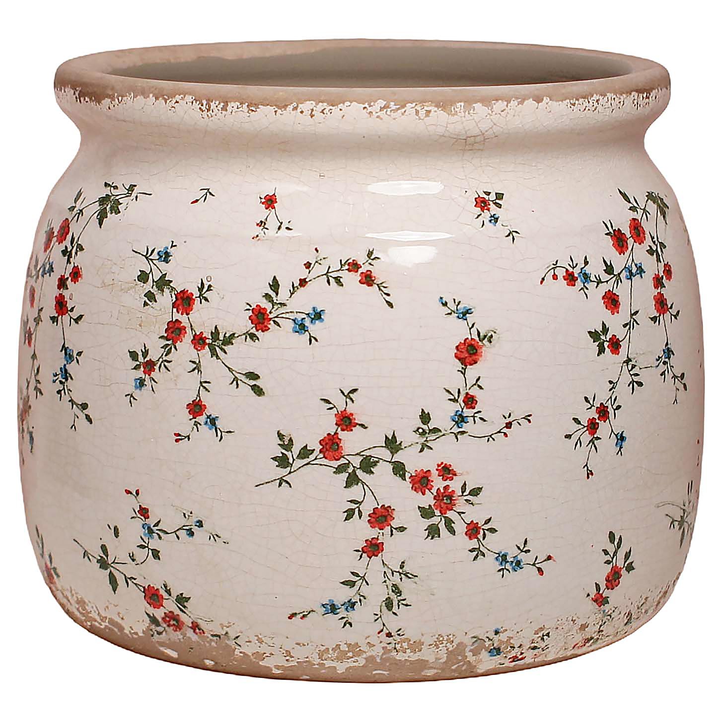 Decorative Pots Spring Decor, Pastel Floral Ceramic Garden Pots with Drainage, 6.29 Inch Pink Vintage Grandma Flower Pots for Indoor Plants & Succulent, Crackle Glaze Pottery Planters, Mom Gifts