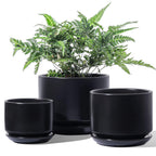LE TAUCI Ceramic Plant Pots, 4.3+5.3+6.8 inch, Set of 3, Planters with Drainage Hole and Saucer, Indoor Flower Pot with Hole Mesh Pad, Gifts for Mom, Pink