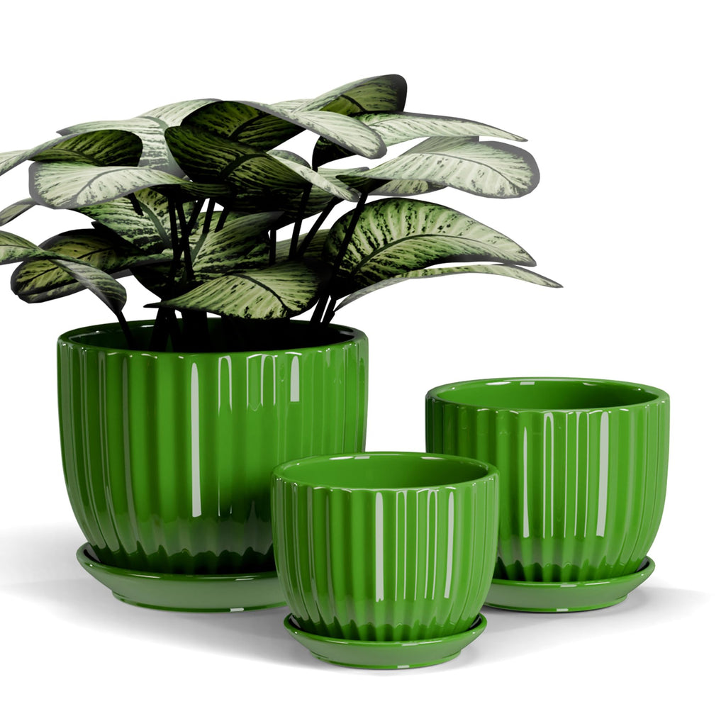 Ton Sin Pink Gold Ceramic Flower Pots, 4"+5"+6" Inch Small Glazed Succulent Planters with Drainage Hole,Modern Indoor Decorative Plant Pots Set of 3,Garden Pots with Saucer