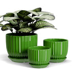 Ton Sin Pink Gold Ceramic Flower Pots, 4"+5"+6" Inch Small Glazed Succulent Planters with Drainage Hole,Modern Indoor Decorative Plant Pots Set of 3,Garden Pots with Saucer