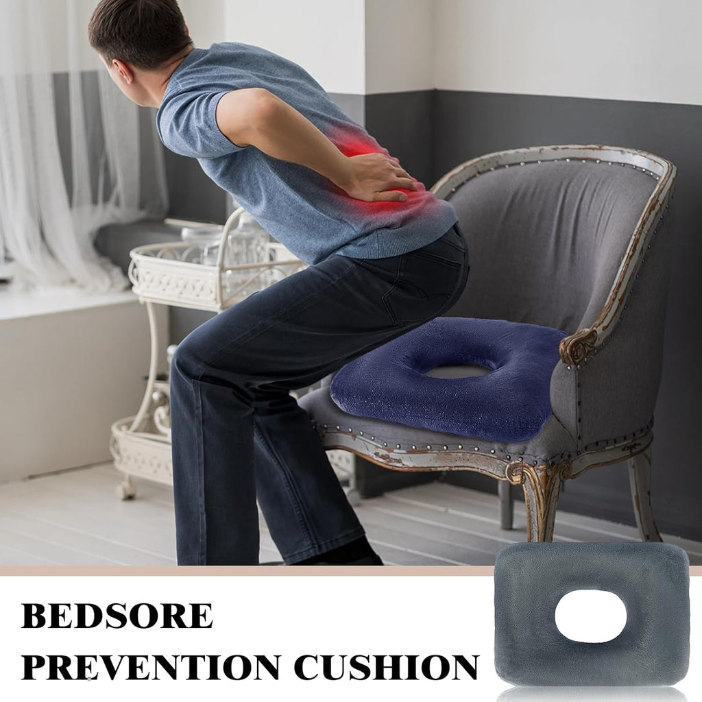 Sintuff 2 Pcs Sitting Donut Pillow for Tailbone Pain, Hemorrhoids, Bed Sores, Pregnancy, Pain Relief Seat Cushion Anti Decubitus Cushion Donut Shaped Postpartum Pillow for Home(Dark Gray, Blue)