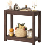 32" Washed Oak Farmhouse Narrow Console Table with Open Storage for Entryway Behind Sofa, Easy Assembly