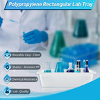 Remerry 3 Pack Polypropylene Containment Tray 15" L x 10.8" W x 4" H Rectangular Lab Tray for Sterilizing and Drying Laboratory Supplies, Durable and Temperature Resistant Plastic