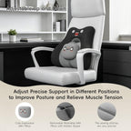 Black Cartoon Ergonomic Memory Foam Lumbar Support Pillow for Car Office Chair Lower Back Pain Relief