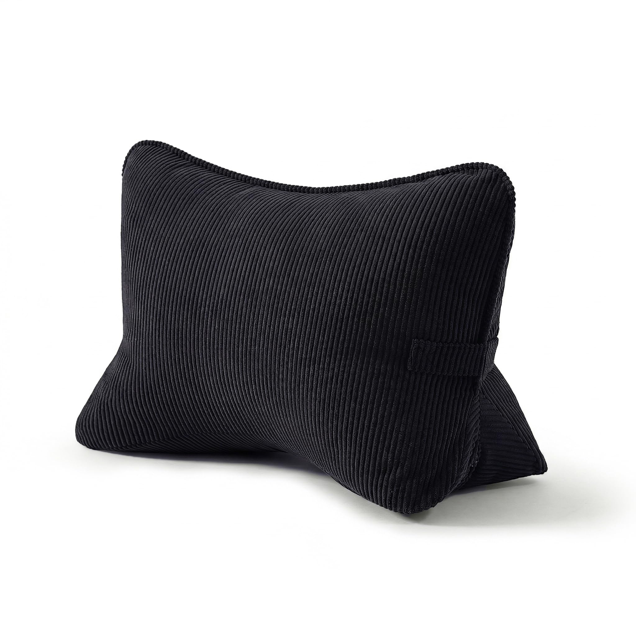 Pat. Pend. Corduroy Lumbar Support Back Pillow for Watching TV, Reading & Gaming, Ergonomic Triangle Support Cushion for Sofa, Armchair & Bed Sitting, Removable Washable Cover, Beige Gray