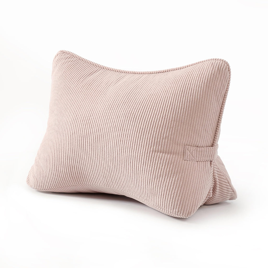 Pat. Pend. Corduroy Lumbar Support Back Pillow for Watching TV, Reading & Gaming, Ergonomic Triangle Support Cushion for Sofa, Armchair & Bed Sitting, Removable Washable Cover, Beige Gray