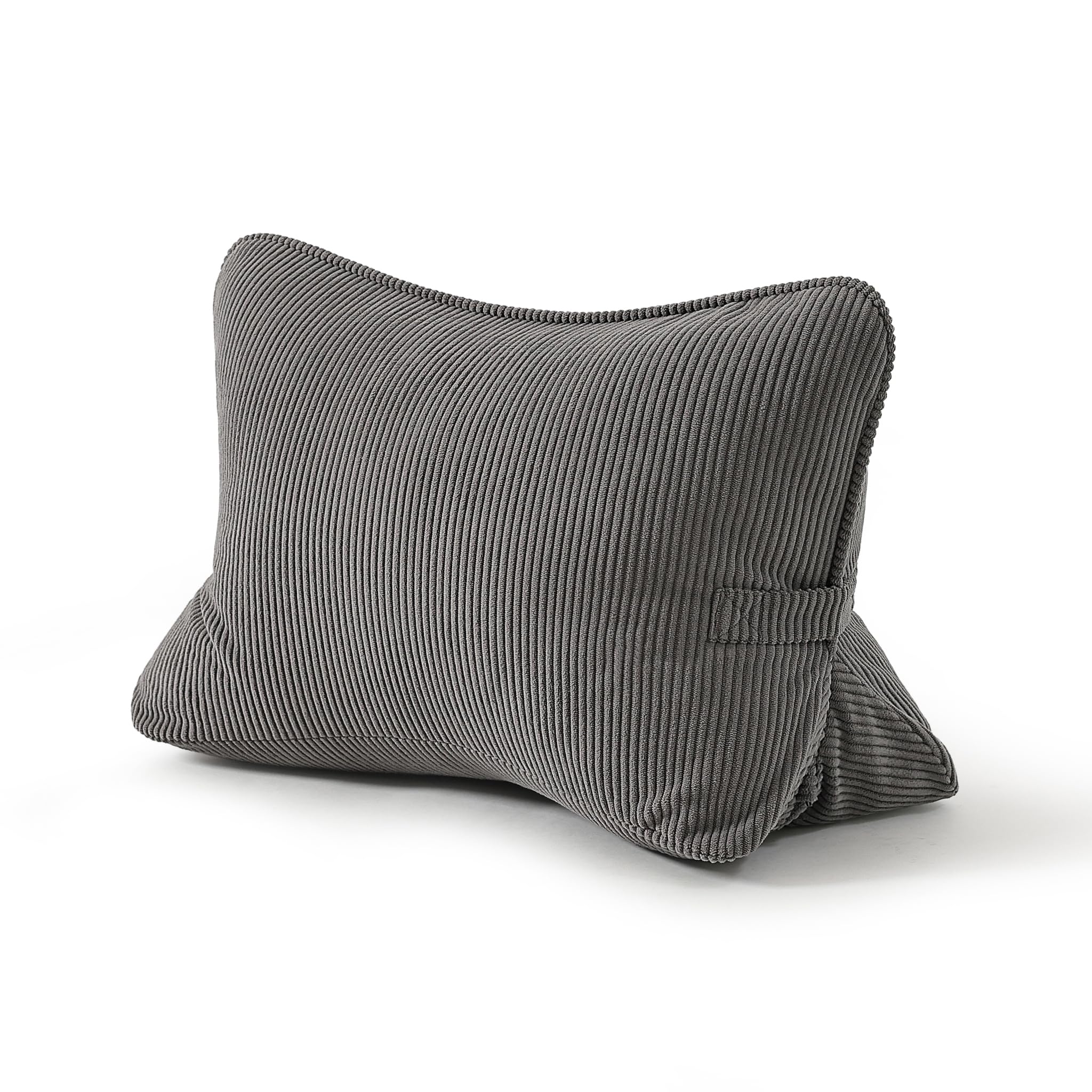 Pat. Pend. Corduroy Lumbar Support Back Pillow for Watching TV, Reading & Gaming, Ergonomic Triangle Support Cushion for Sofa, Armchair & Bed Sitting, Removable Washable Cover, Beige Gray