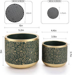 6 +4.4 Inch Cement Planter Decorative Pots with Drainage Hole for All House Plants, Succulents, Flowers, and Cactus (Green)