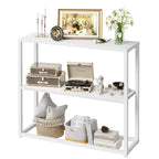 TIQLAB 29.5" Narrow Console Table with Shelves, White