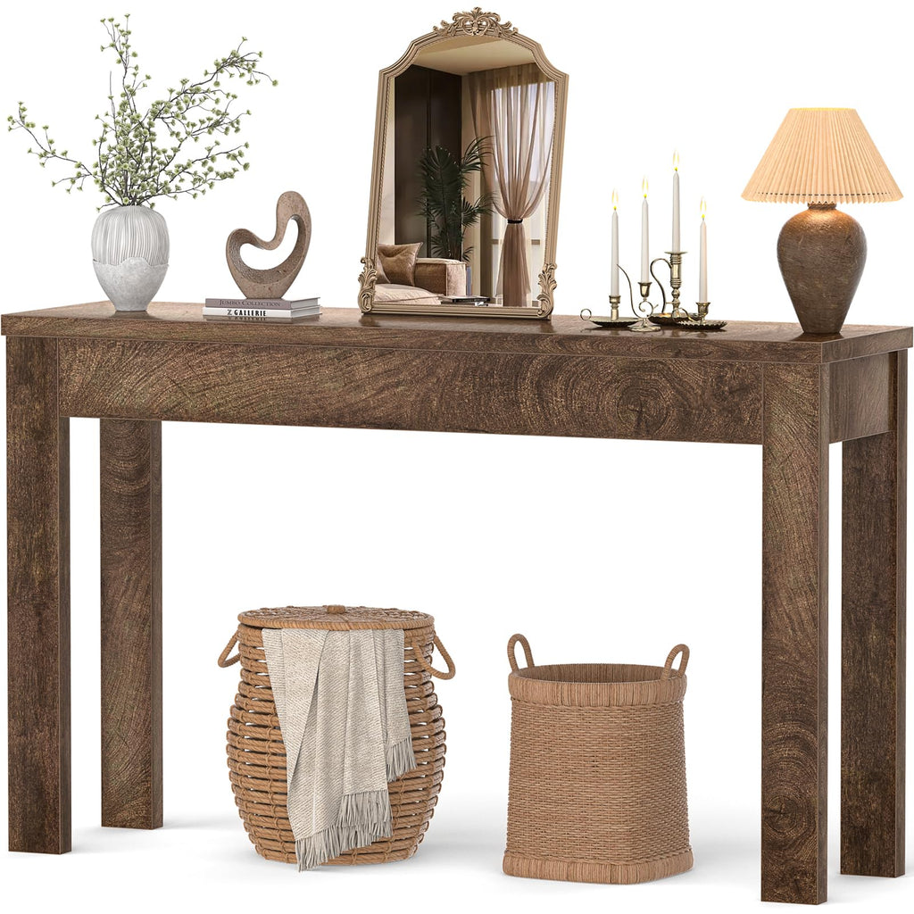 Armocity Console Table, Small Farmhouse Wood Entryway Table, Sofa Tables Narrow Long Behind Couch, Entry Table for Entrance, Hallway, Living Room, 32", Brown Oak