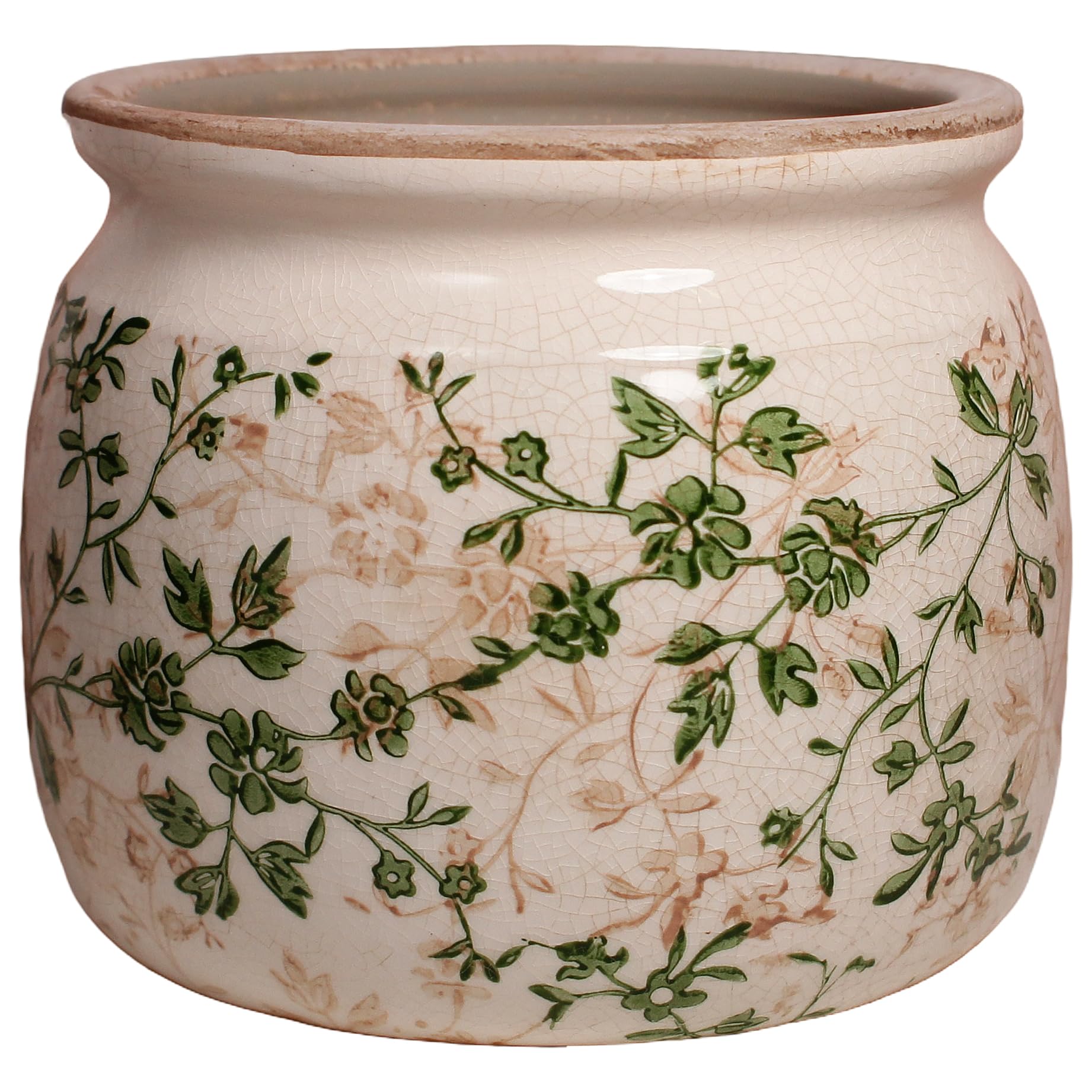 Decorative Pots Spring Decor, Pastel Floral Ceramic Garden Pots with Drainage, 6.29 Inch Pink Vintage Grandma Flower Pots for Indoor Plants & Succulent, Crackle Glaze Pottery Planters, Mom Gifts