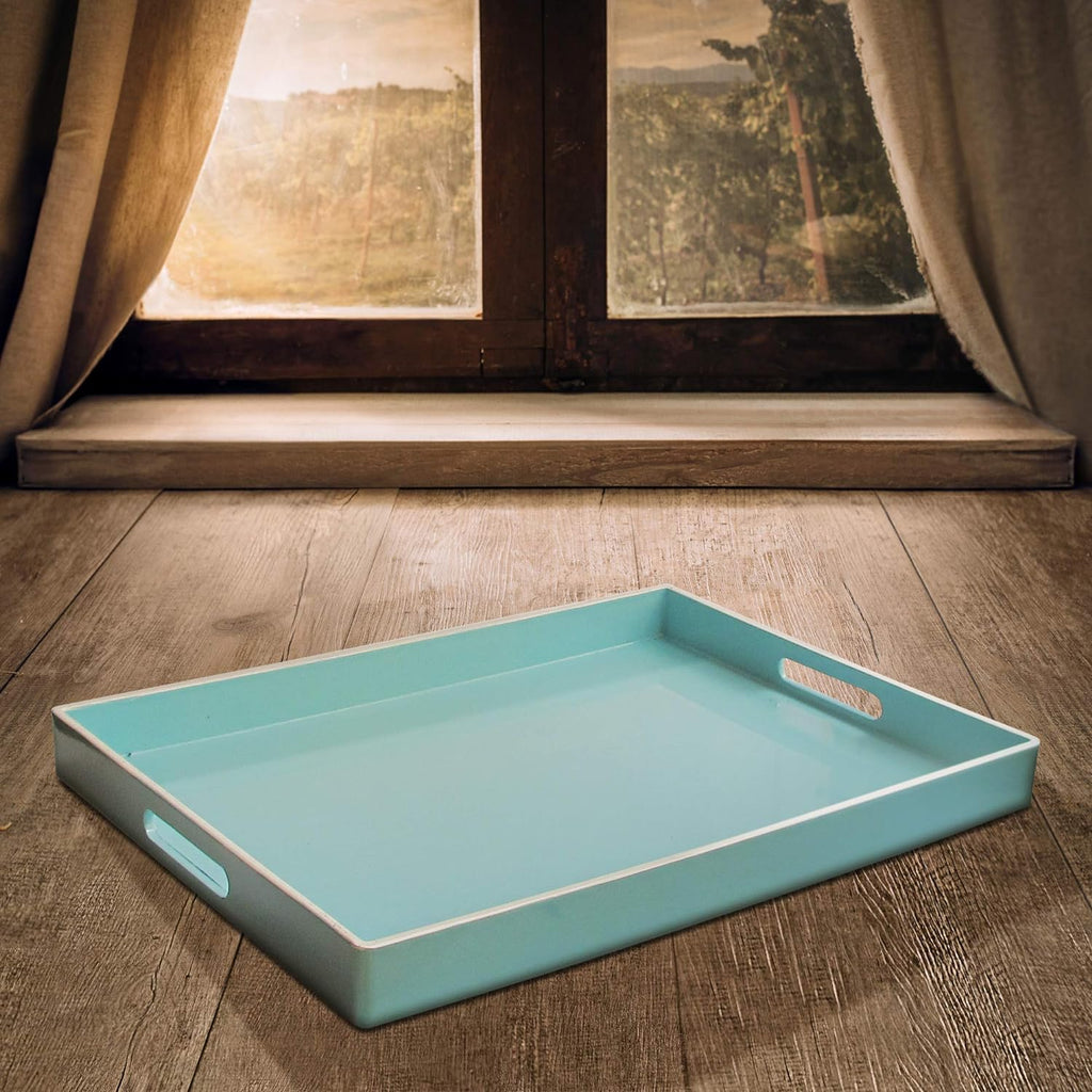 American Atelier Carry 14 x 19 inches Rectangular Tray with Handle, 14 x 19 inch, Teal, (1270065)
