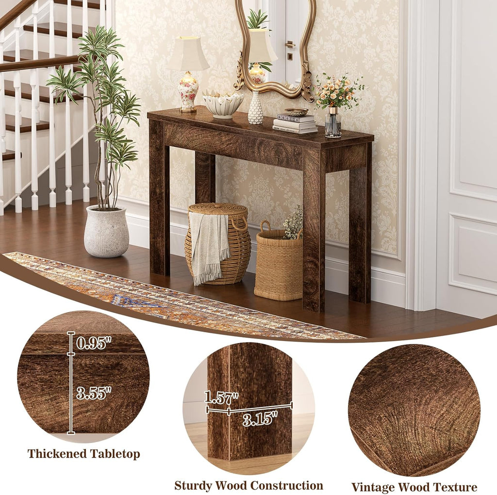 Armocity Console Table, Small Farmhouse Wood Entryway Table, Narrow Sofa Tables Behind Couch, Entry Table for Entrance, Hallway, Living Room, 32", Cracked Oak