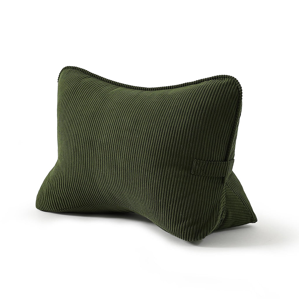 Pat. Pend. Corduroy Lumbar Support Back Pillow for Watching TV, Reading & Gaming, Ergonomic Triangle Support Cushion for Sofa, Armchair & Bed Sitting, Removable Washable Cover, Beige Gray