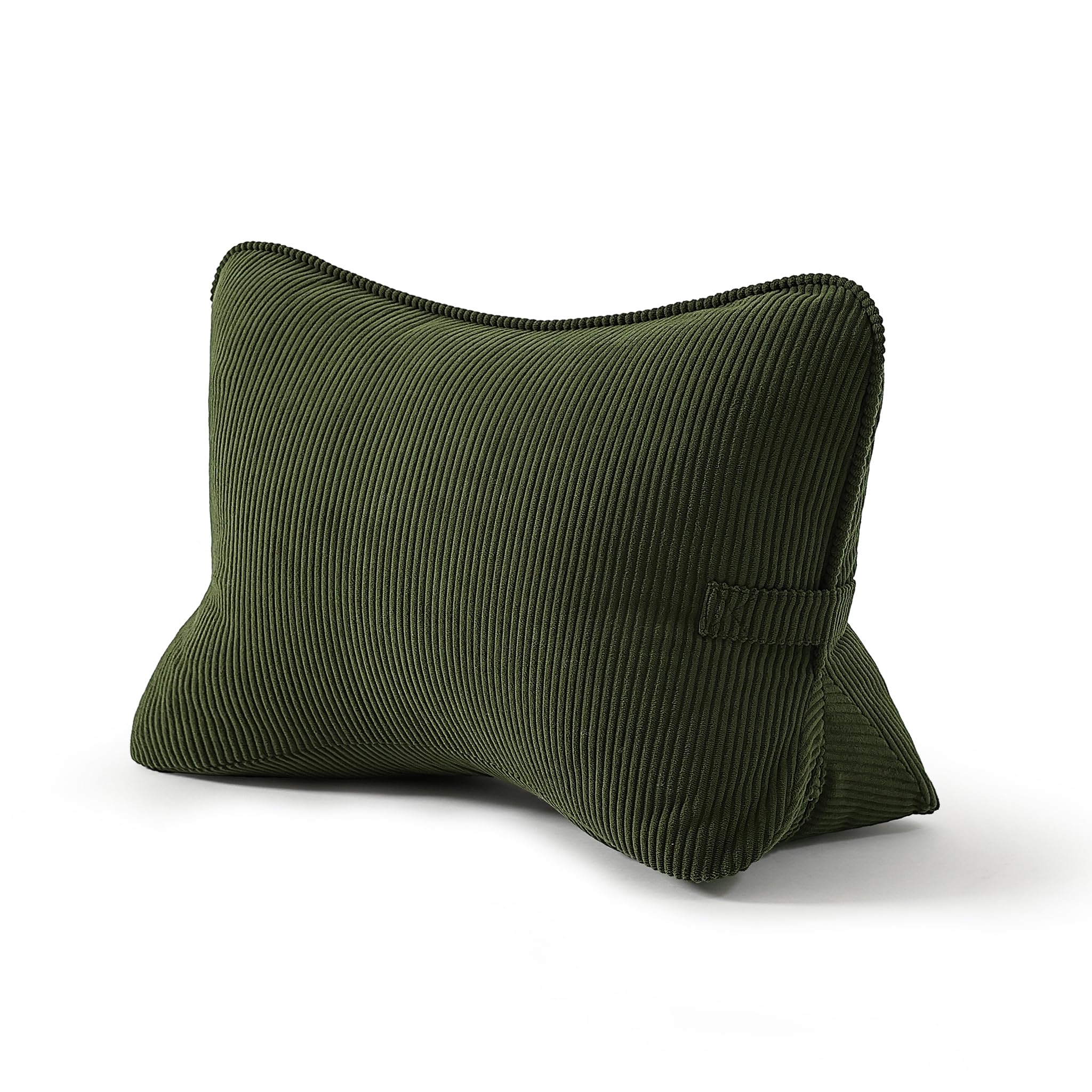 Pat. Pend. Corduroy Lumbar Support Back Pillow for Watching TV, Reading & Gaming, Ergonomic Triangle Support Cushion for Sofa, Armchair & Bed Sitting, Removable Washable Cover, Beige Gray