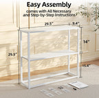 TIQLAB 29.5" Narrow Console Table with Shelves, White