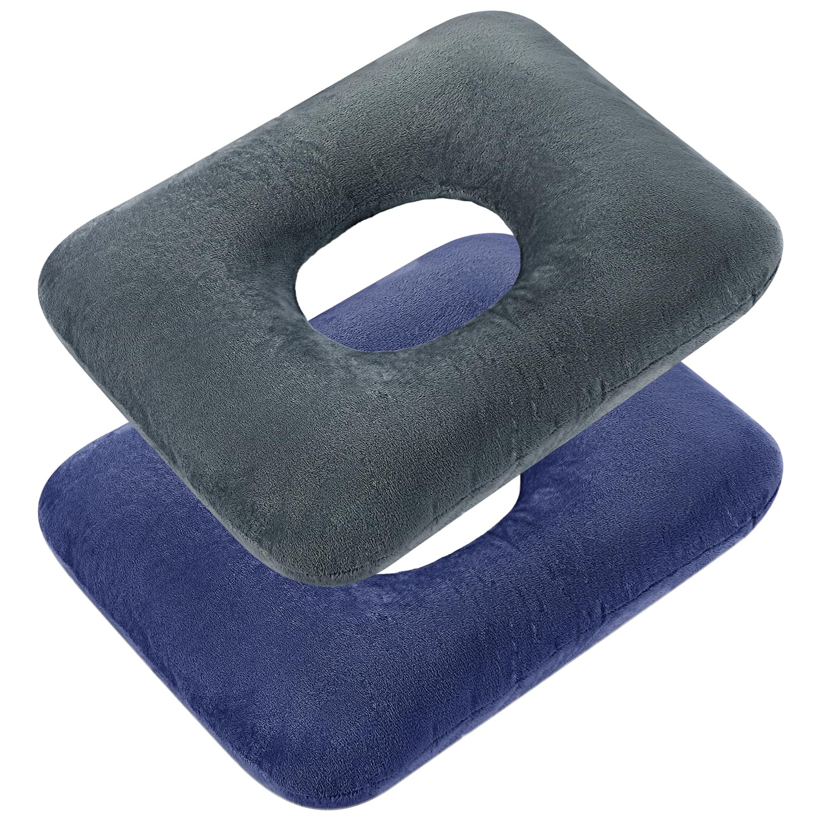 Sintuff 2 Pcs Sitting Donut Pillow for Tailbone Pain, Hemorrhoids, Bed Sores, Pregnancy, Pain Relief Seat Cushion Anti Decubitus Cushion Donut Shaped Postpartum Pillow for Home(Dark Gray, Blue)