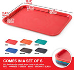 Stock Your Home Large Plastic Serving Trays for Fast Food (Set of 6) 16” x 12” Multicolor Cafeteria Tray for Lunch, Restaurant, Café, Craft Service Carts