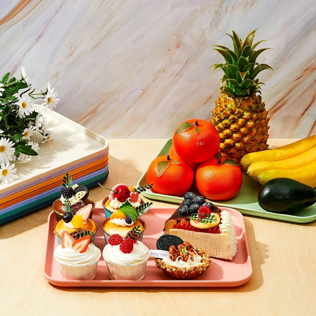 18 Pack 12"x9" 9 Colors Colorful Plastic Fast Food Trays for Kitchen Restaurant Party Cafeteria