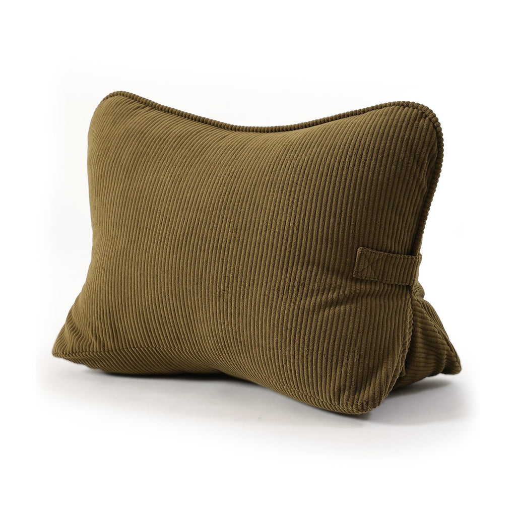 Pat. Pend. Corduroy Lumbar Support Back Pillow for Watching TV, Reading & Gaming, Ergonomic Triangle Support Cushion for Sofa, Armchair & Bed Sitting, Removable Washable Cover, Beige Gray